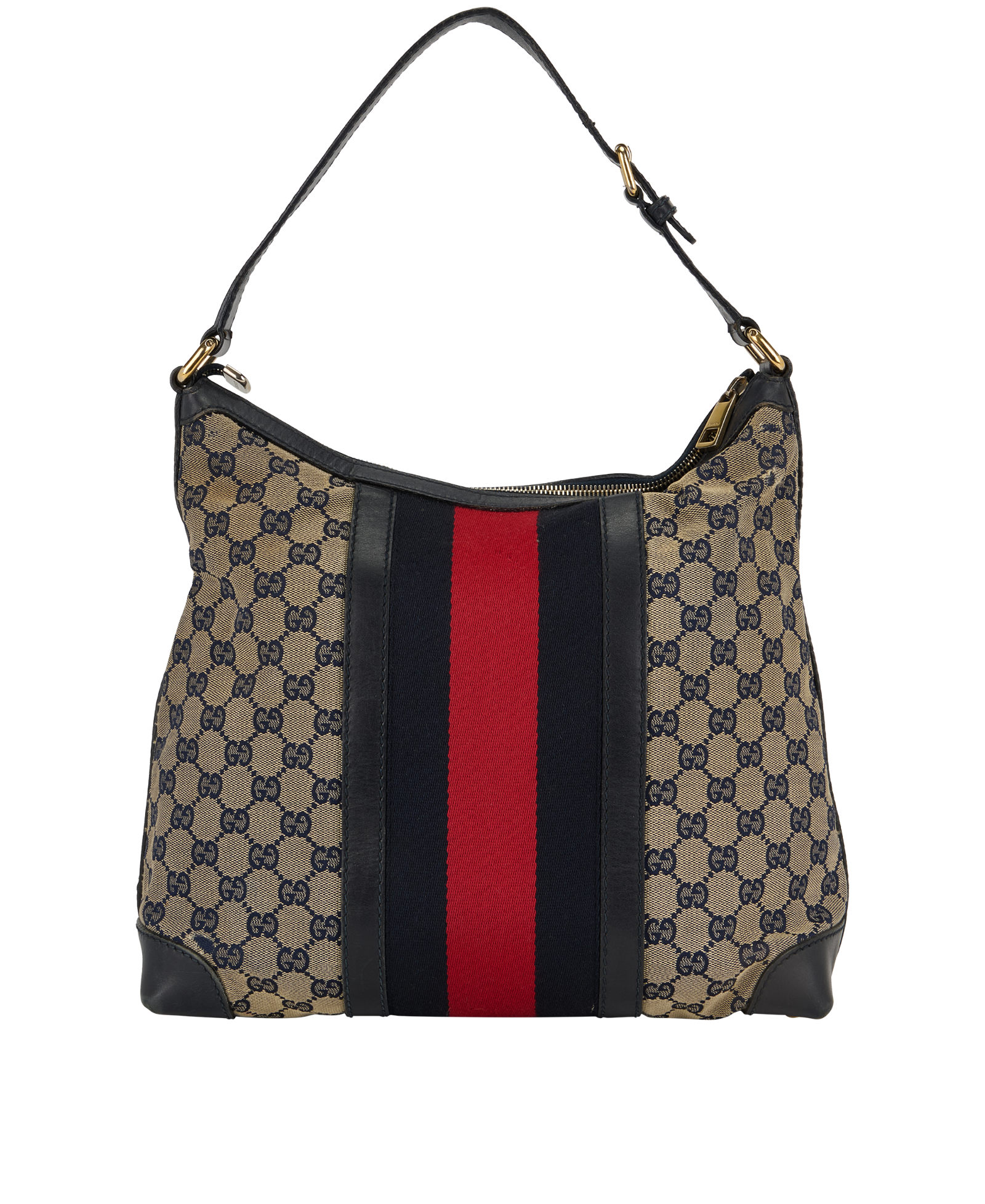 Medium GG Hobo, &pound;290, Handbags, Beige/Navy, Canvas, Back view